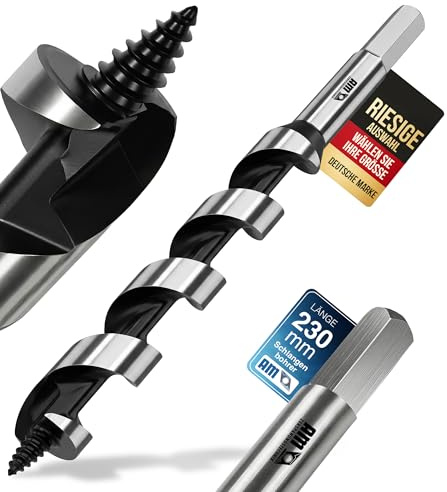 AM-Zerspanungstechnik Schlangenbohrer 12mm - 230mm | Holzbohrer lang | Lewis Spiralbohrer (Ø12 x 230mm)