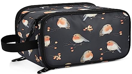 Kulturbeutel Robin Bird Muster Große Kosmetiktasche Kulturtasche Waschtasche Make Up Tasche Waschbeutel Schminktasche für Damen Mädchen