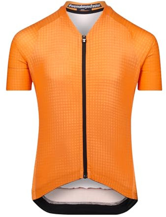 Bioracer Radtrikot Kinder Kurzarm - Op Art Orange - Spezielle Passform für Kinder - Größe 164 | 14 Jahre – Fahrradbekleidung für Kinder