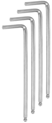 QUARKZMAN 4 Piezas de Llave Hexagonal de Bola de 4 mm, Llave Hexagonal en Forma de L de Brazo Largo Métrica de Acero Cromado Vanadio para Herramientas de Reparación en el Hogar