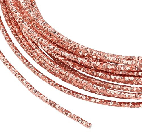 BENECREAT 10m 12Gauge/2mm Roségold Strukturierter Aluminiumdraht, Runder Aluminium-Basteldraht Mit Diamantschliff Zur Herstellung von Ornamenten Und Anderen Schmuckarbeiten