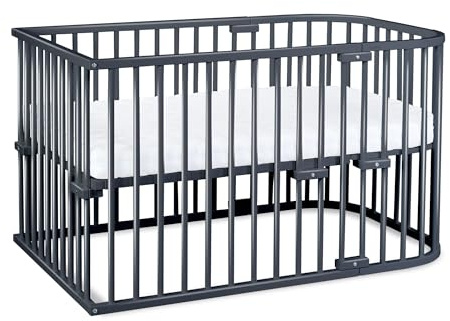 babybay Original Beistellbett aus massivem Buchenholz/kompakt & verwandelbar/Kinderbett Höhe stufenlos verstellbar & umweltfreundlich/mitwachsendes Babybett (beige lackiert) / Kinderbettset