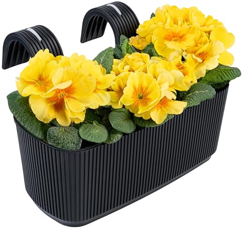 Konzept 11 Fioriera da balcone con supporto, 29 x 19 cm, per ringhiera, 3,2 l, in plastica resistente alle intemperie