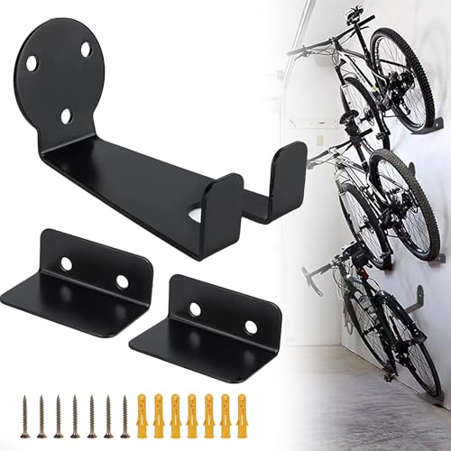 Porte Velo Mural, Solide Support Velo, Support Mural Velo Noir, Kit Crochet Convient Aux VéLos éLectriques, Aux Vtt Et Aux VéLos De Ville, Accessoire Velo, Superbe Capacité De Charge
