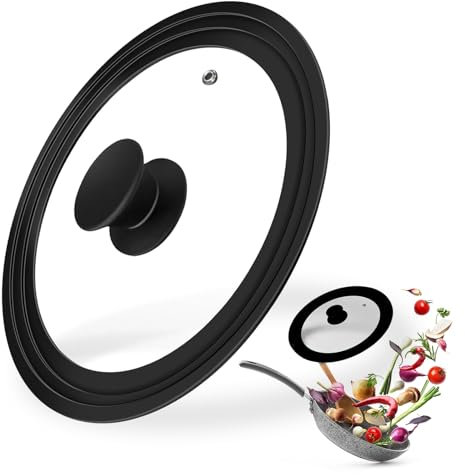 Bztzhm Tapa Universal de Cristal y Silicona para Ollas y Sartenes, Apta para Utensilios de Cocina de 16/18/20 cm de Diámetro