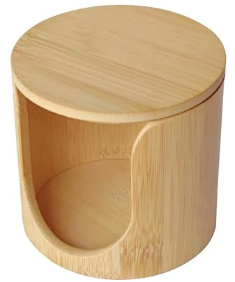 Soporte de bambú para discos de algodón | Cajas de almacenamiento reutilizable para discos desmaquillantes, ideal para mujeres, esposas, madres, amantes de la belleza, salones de belleza, apartamentos