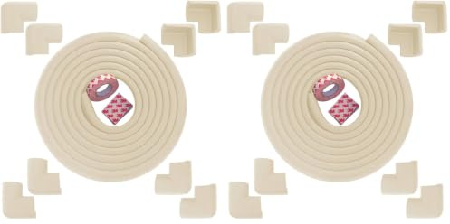 Fairy Baby Safety Baby Edge & Corner Guards Colorful Childproofing Protection(19.7ft Edge Guard+8 Corner Guards) (Cream-6M) (Pack of 2)