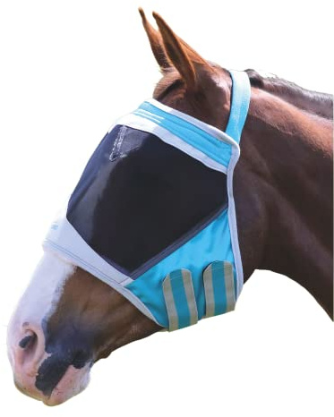 Shires Fine Mesh Earless Fly Mask - Teal: Full