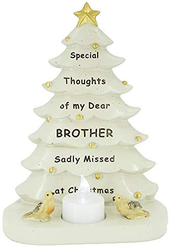 Special Brother Christmas Tree & Robin Memorial Tealight Candle Ornament Plaque With Verse