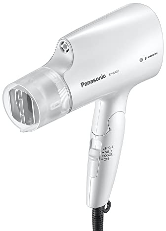 Panasonic nanoe Compact Hair Dryer with Oscillating Quick Dry Nozzle for Healthier-Looking Hair, Folding Blow Dryer for Travel and Home, 3 Airflow Hairdryer Settings - EH-NA2C-W (White)