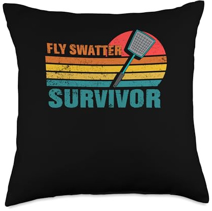 Funny Fly Swatter Survivor | Insect Flies Throw Pillow