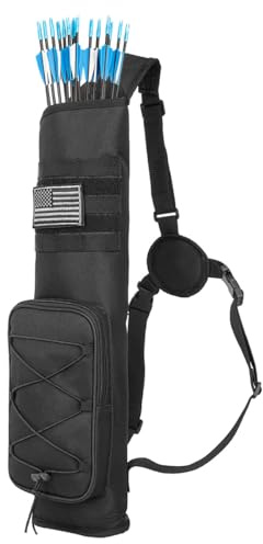 Lixada Quiver for Arrows, Side Quiver for Arrows, Quiver for Arrows Bow with Multipurpose Pockets, Archery Bag with Adjustable Strap for Hunting Target Practice