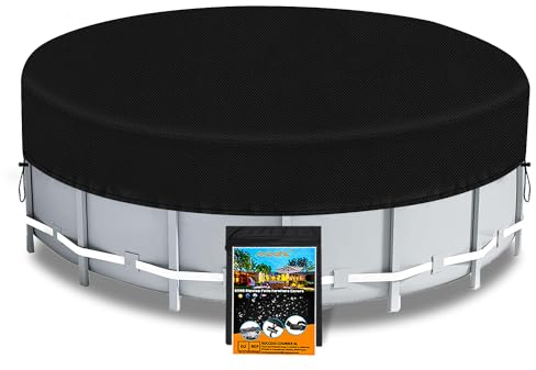 AXPQHL Runde Poolabdeckung,Ø370 Whirlpool-Abdeckung FüR Stock Tank Pool,600D Oxford Solar Abdeckplane für oberirdische Pools,Black (370 * 30CM)