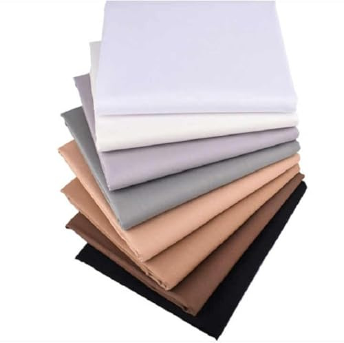 CraftsFabrics Lot de 8 coupons de tissu en coton prédécoupé pour loisirs créatifs - 40 x 50 cm - Couleur unie - Pour patchwork et matelassage - Pour bricolage, couture, décoration, travaux manuels