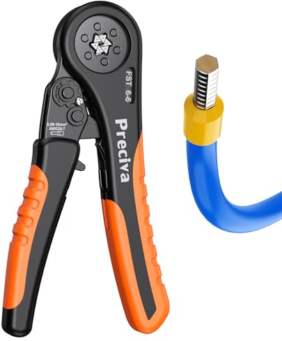 Preciva Alicates Terminales Hexagonal, Prensa Terminales Electricos de Trinquete Ajustable, Para Extremos de Cable de 0.08-10.0mm²