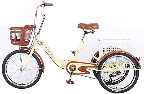 DBZRRKHDC Adult Tricycle Cruiser Bike Shopping Outdoor Sport Mini Tricycle Adult Single-Speed Fitness/Rehabilitation Training Function Pedal Elderly Human-Powered Bicycles with Basket for Men Women