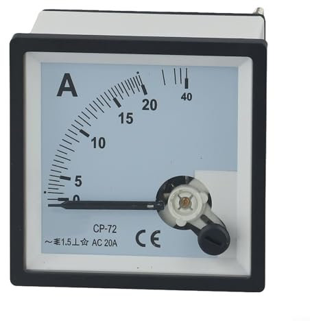 Amperímetro CP-72 Analógico AC Amperímetro Cuadrado Montaje Panel Móvil Vane Amperímetro Analógico con Pequeño Error Respuesta Rápida (AC 20A)