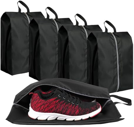JAONLD Schuhtasche Reise 4 Stück Schuhbeutel Wasserdicht, Schuhtasche Sport zum Verpacken,Schuhbeutel Reise,Schuhtasch mit Reißverschluss für Trennung von Schuhen Kleidung Reisezubehör (Schwarz)