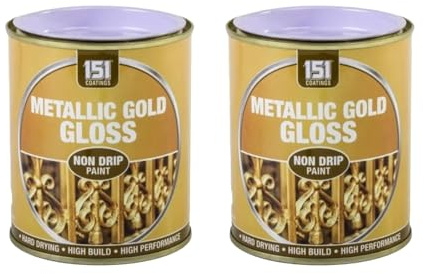PEBBLE HUG Metallic Gold Gloss Non-Drip Paint, Fast-Drying, Long-Lasting, Ideal For Crafting, Home Décor, DIY Projects, Perfect For Use On Wood, Metal, Ceramic, 300ml, (2 Pcs)