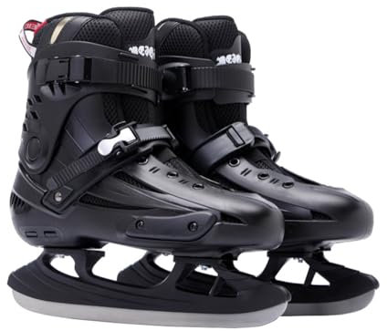 Patines de hockey sobre hielo para jóvenes,sistema de cordones rápido y hebilla de bloqueo push-lock con zapatos de patinaje de acero inoxidable,Patines ajustables para hombres y mujeres