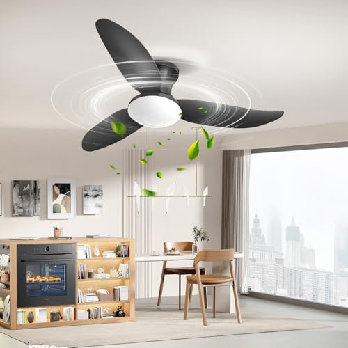 Dibaful Ventilateur de plafond 100cm avec éclairage, plafonnier LED 46W | Ventilateurs de plafond avec télécommande, variateur d'intensité 6 vitesses, pour chambre, salon, salle à manger Noir