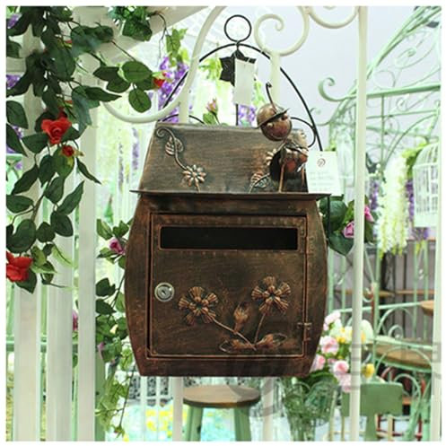 NQNFWCRJ Buzón Metálico con Cerradura Buzón Impermeable para Exteriores Diseño de Doblado Superior de Caja Proceso de Pintura Al Horno Buzones de Pared con Gancho Trasero de Caja