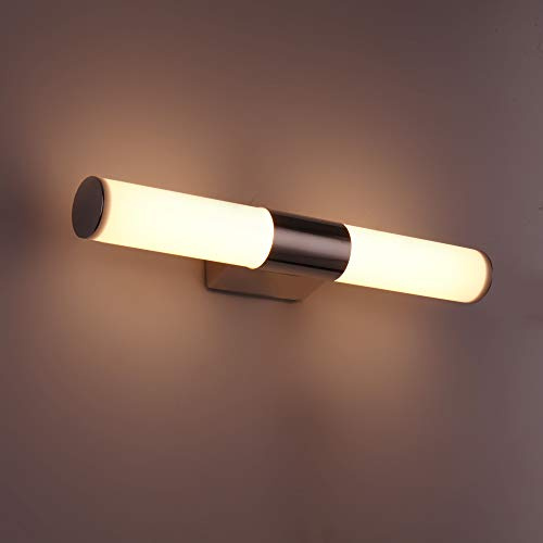 Luces Espejo Maquillaje y Lamparas de Pared 2 En 1,Moderno Luz Espejo Baño LED, Lampara Pared Interior para Dormitorios,Salas de Estar,Pasillos,Accesos y Accesos,40CM, 8W, Luz Cálida,Blanco y Plata