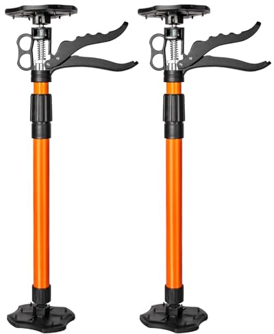 Guolich 2pcs Deckenstütze Montagestütze Einhandstütze Teleskopstütze 55-115cm Belastbar Bis 40 kg,Gerüste Teleskopstange Katzennetz Stützen Höhenverstellbar Für Trockenbau,Ausbau,etc,Orange