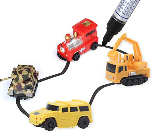 KIMISS Camion per Auto Induttivo a Penna Divertente - Veicoli in Ingegneria dei Giocattoli Onal Che Seguono Linee Nere Disegnate per apprendimento Immaginativo (Come mostrato #75)