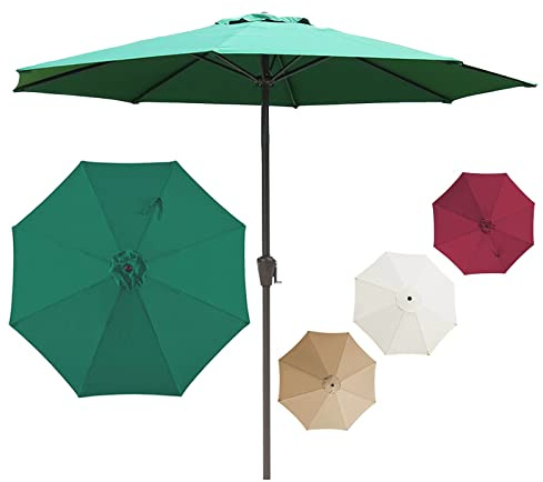 CLSDRZC Parasol de jardín, con cigüeñal 2.7m/ Paraguas para, Paraguas del Mercado de Mesa al Aire Libre con Costillas Resistentes, protección Solar Desmontable sin Base, Piscina, césped y jardín