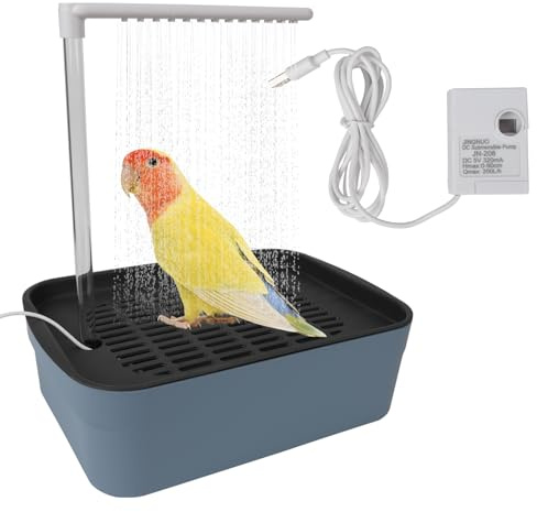 Parrot Bathtub, Large Bird Shower Fountain Indoor Bathtub USB Powered Circulating Bathtub Bird Bath Shower Tub Bird Automatic Bath Shower Bird Bath, for Cockatoos Parakeets Conures (Deep Blue)