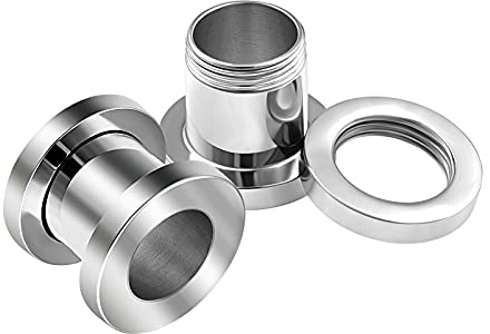 KJM FASHION 2PCS Surgical Steel Single Flared Stretcher Ear Tunnel Gauge Plug Earring Lobe Piercing Jewellery Pick Size
