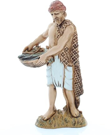 Moranduzzo Pescivendolo H 9,2 cm per Presepe Cm 10 – STANDARD 10 – Indistruttibile, Stile Arabo, Rifinita a Mano, Ufficiale, Made in Italy, Scultore M. Landi