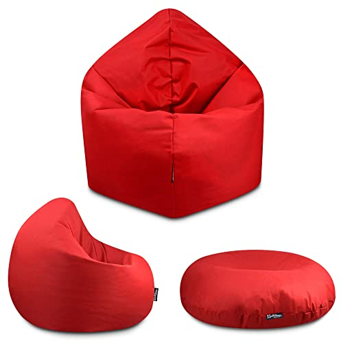 BuBiBag - 2in1 Sitzsack Bodenkissen - Outdoor Sitzsäcke Indoor Beanbag in 32 Farben und 3 Größen - Sitzkissen für Kinder und Erwachsene (100 cm Durchmesser, Rot)