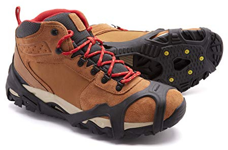 ICETRAX V3 Tungsten Crampons, Ice Cleats for Shoes and Boots - Ice Grips for Snow and Ice, Non-Slip Shoe Grippers with Reflective Heel L/XL (Men: 9.5-13/ Women: 11+)