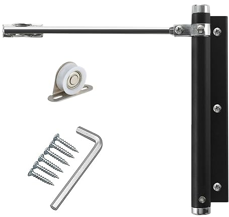 YUOIP® Chiudiporta a molla regolabile automatico,Corpo in lega di alluminio,Facile da installare,Staffa cuscinetto,per casa e ufficio 45kg (1 Pezzi nero)