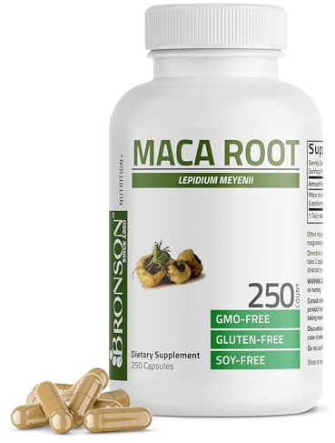 Bronson Maca Root Lepidium Meyenii Non-GMO, 250 Vegetarian Capsules