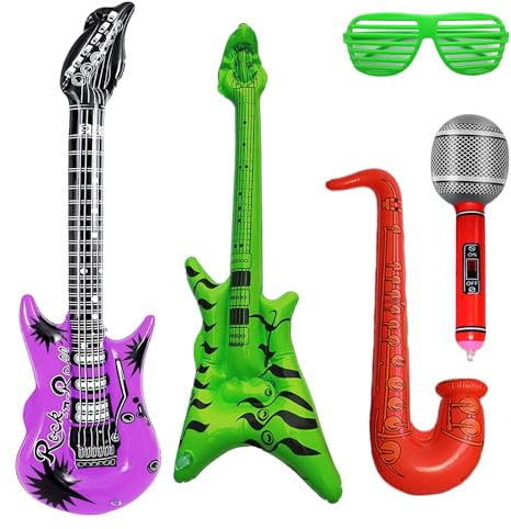 Set di strumenti musicali gonfiabili da 5 pezzi, accessori per feste gonfiabili, accessori per feste, decorazioni per cabine fotografice, cosplay per festival
