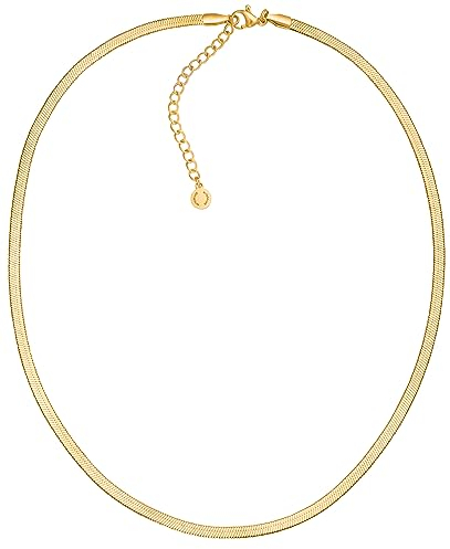 day.berlin Schlangen Halskette in Gold 18k vergoldet, Filigrane Schlangenkette 42cm + 5cm variable Länge, 3mm breit, 316L Edelstahl, nickelfrei und wasserfest für Damen