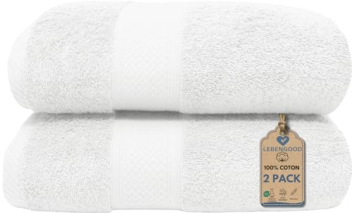 LEBENGOOD – Set Asciugamani Bagno 2 Pezzi – Spugna 100% Cotone OEKO-TEX® 550gsm – Telo Doccia e Asciugamani Bagno Grandi (70x140 cm) – Extra Morbidi Super Assorbenti–Teli Doccia Grandi Casa Hotel Spa