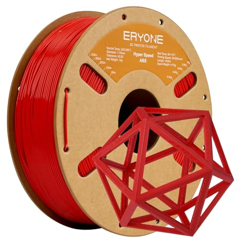 ERYONE High Speed ABS Filament 1.75mm +/- 0.03mm, Rapid ABS Filament, 3D Drucker Filament, 30-600mm/s Hyper Speed ABS Filament, 1kg (2.2LBS)/Spool, Red