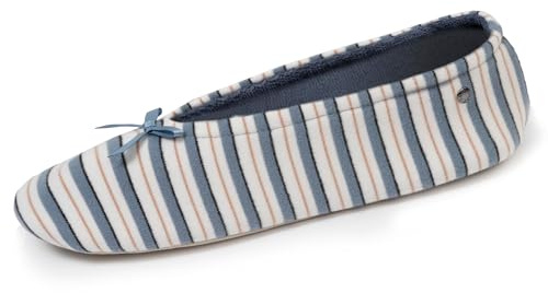 Isotoner Zapatillas pantuflas Bailarinas de mujer ultra cómodas, suela de cuero, detalle de gran lazo, 39/40 EU