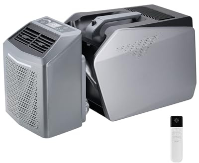 VEVOR Climatiseur portable, 1,46 kW·h, refroidisseur d'air à 3 vitesses, avec minuterie 24 h, réglable de 16-32 ℃, compatible avec CA/CC pour camping en tente extérieure, camping-car ou maison, gris