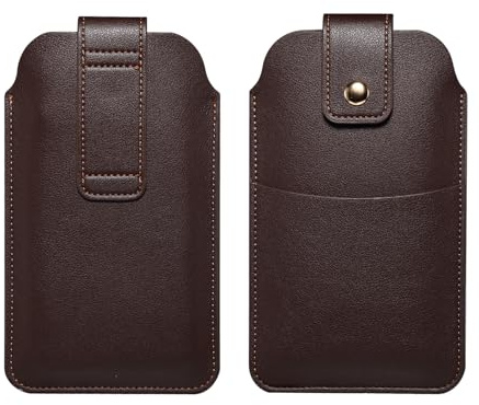 PRDECH Pochette de Ceinture Cuir pour Téléphone Portable Homme, Sacoche Ceinture Clip Telephone Cuir Sport Etui Portable Housse Sac Randonnée Sac Banane de Voyage avec Porte-Carte Boucle de Ceinture