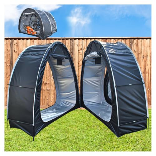 Fxiaobin 2 PCS Box Biciclette può Essere Giuntato Garage Moto per Esterno con Doppie Porte per 2-5 Biciclette Ricovero Attrezzi Box per Moto da Esterno,Black