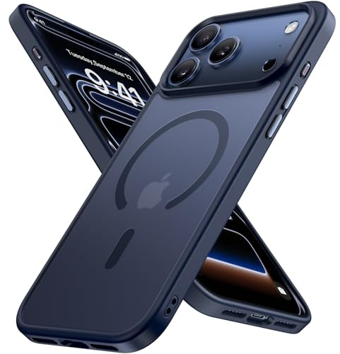 Miracase für iPhone 17 Pro Hülle für Magsafe [TOP Militärschutz & Magnetkraft] Stoßfest Kratzfest mit Samtiger Haptik Extrem Langlebig Handyhülle für iPhone 17 Pro 6,3, Matt-Tief-Blau