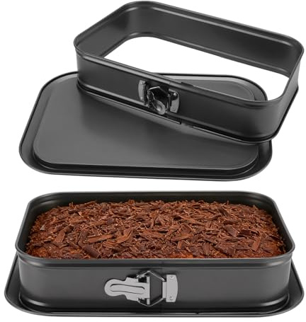 TAICHEUT 2PCS Rectangular Cake Tin with Removable Bottom, 35x24cm Springform Baking Pan for Cheesecake, Mousse