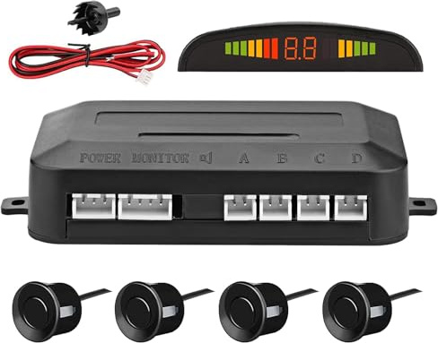 Parkering med bilsensor | Bil omvänd parkeringsradar med 4 parkeringssensorer Avståndsdetektering, backup LCD-alarm summer påminnelse