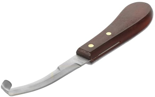 DINHEAROM Cortador de Pezuñas Profesional de Acero Inoxidable, Cuchillo Ergonómico para Cascos de Caballo Diestro, Doble Filo, Herramienta Práctica para Cuidado Diario y Recorte de Cascos