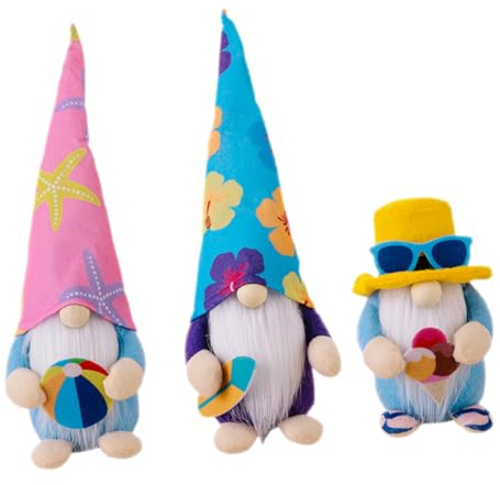 TOKIDNY Ornamenti Gnomi di Peluche 3 Pezzi Accessori Spiaggia per Decorazioni Estive di Casa e Spazi Esterni